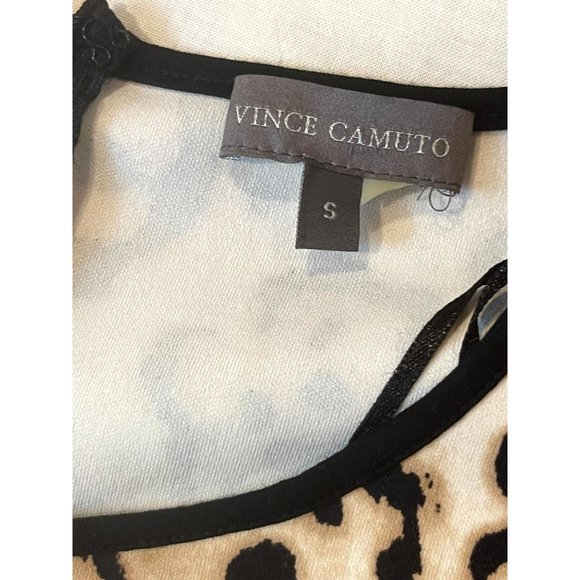 Vince Camuto Women's Blouse Top Cap Sleeves Leopard Print Black Cream Size Small - Picture 5 of 7